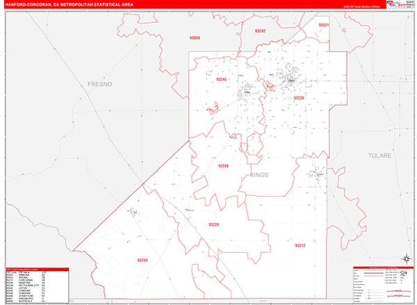 Hanford-Corcoran Metro Area Wall Map